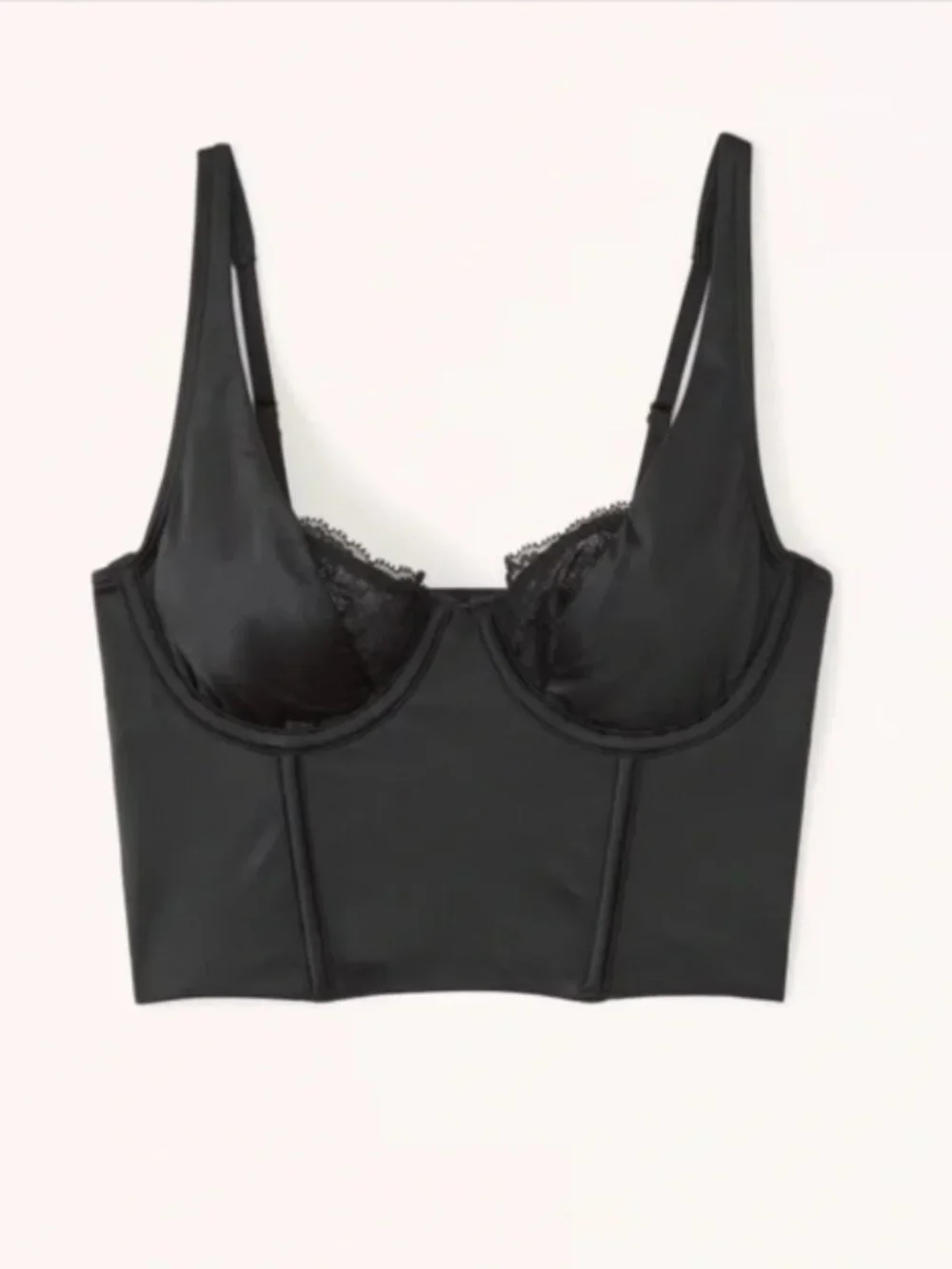 Abercrombie & Fitch Black Longline Lace-Trim Bralette Top
